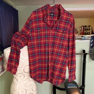 Vans, Red Plaid Men's Shirt, XL